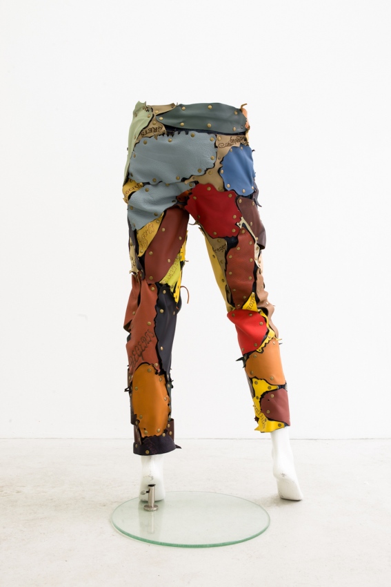 &amp;infin; Sandro (2017)&amp;nbsp;&amp;infin; &amp;infin; Denim jeans, laser cut/etched leather, metal studs, mannequin legs &amp;infin;